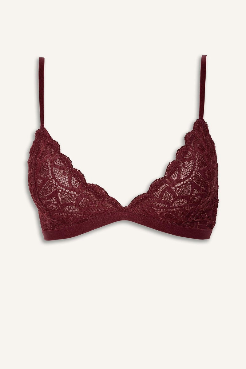 DeFacto Red Woman Lace Glittery Unpadded Unwired Triangle Bra Casual - Image 5
